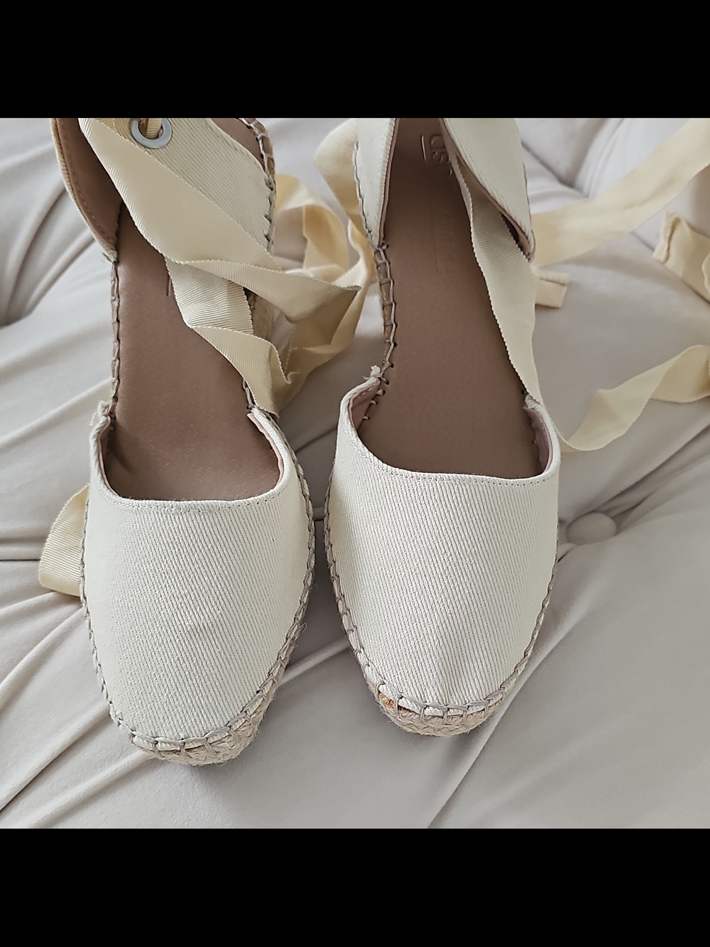 ASOS Cream Espadrille Ankle-Tie Wedge Sandals